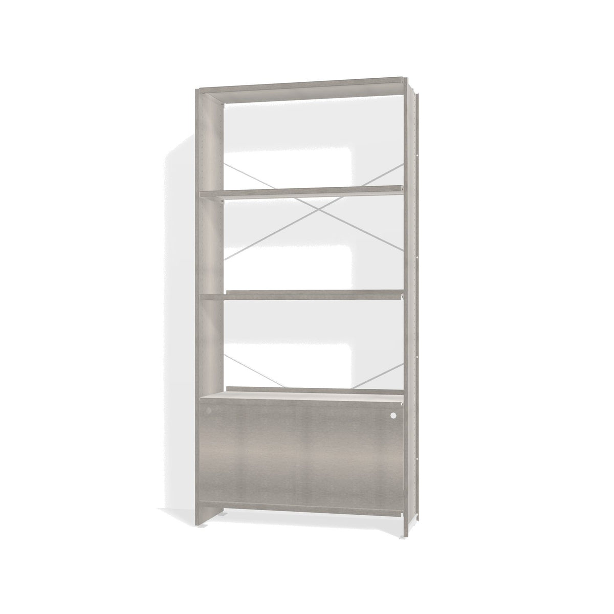 Lehni Aluminium Shelf System Bookshelf, with sliding doors - Brushed Aluminum - Lehni