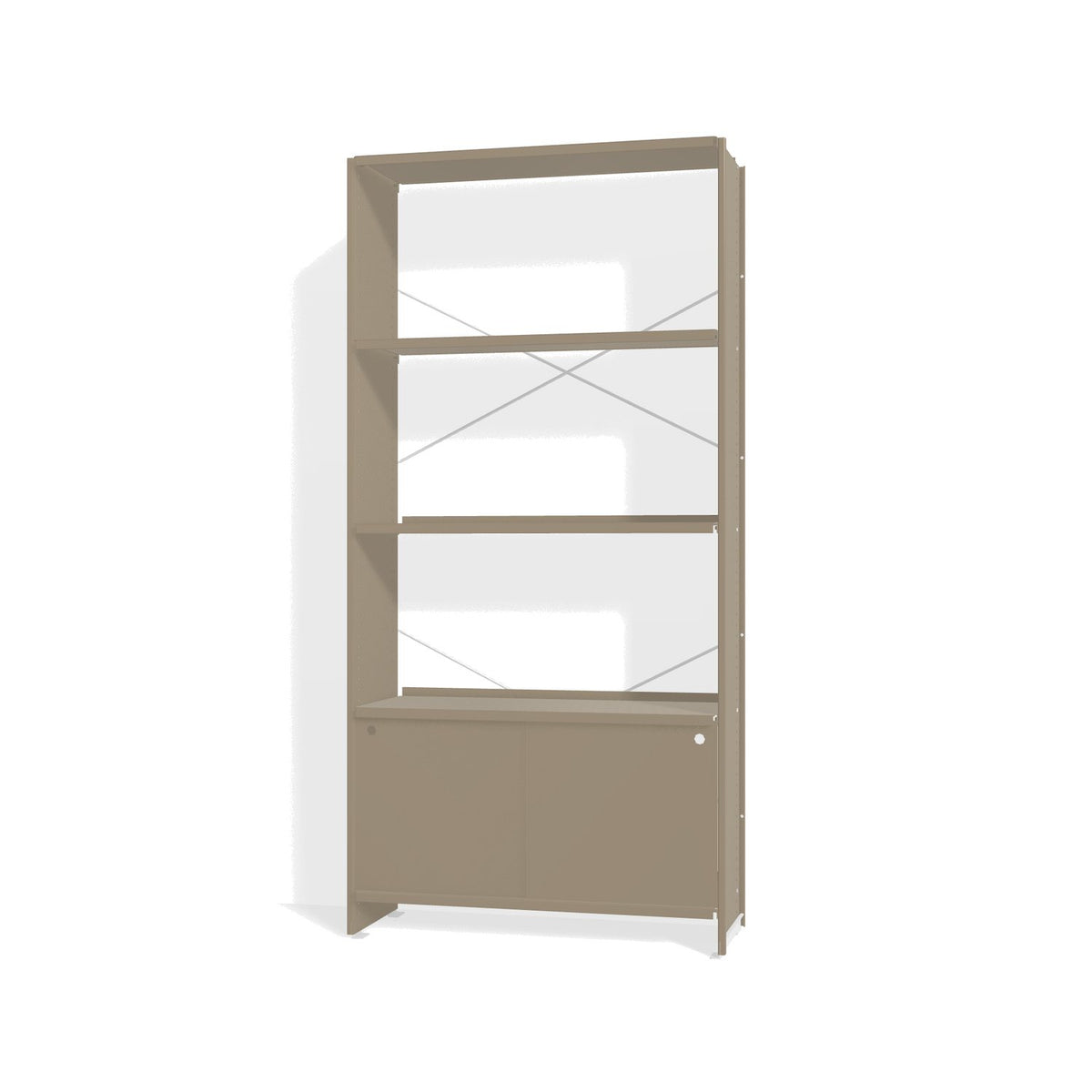 Lehni Aluminium Shelf System Bookshelf, with sliding doors - Pearl Beige - Lehni