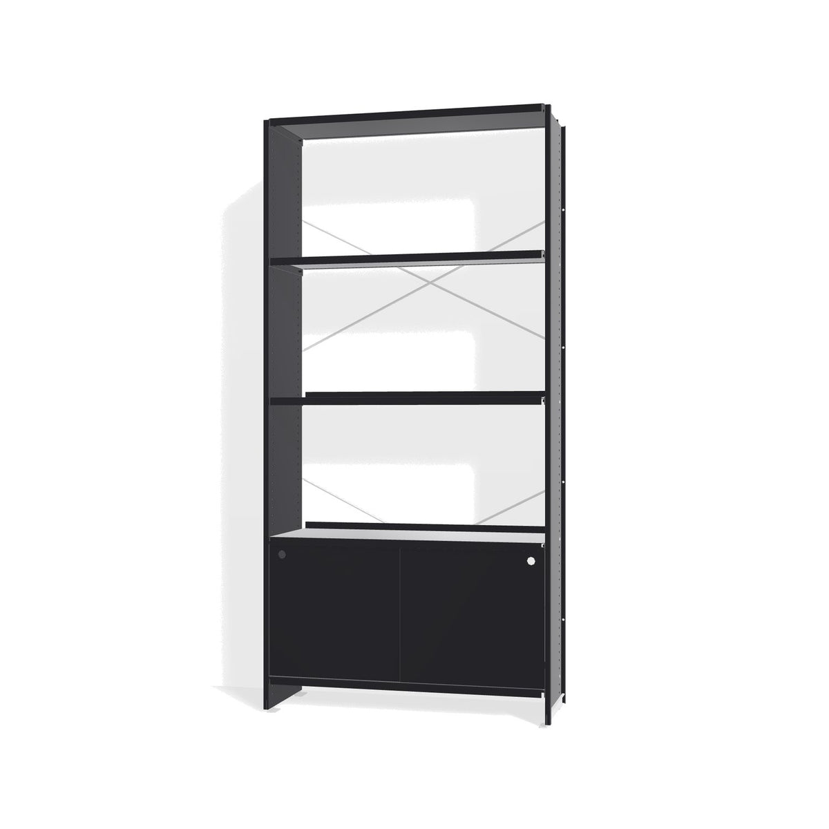 Lehni Aluminium Shelf System Bookshelf, with sliding doors - Black - Lehni