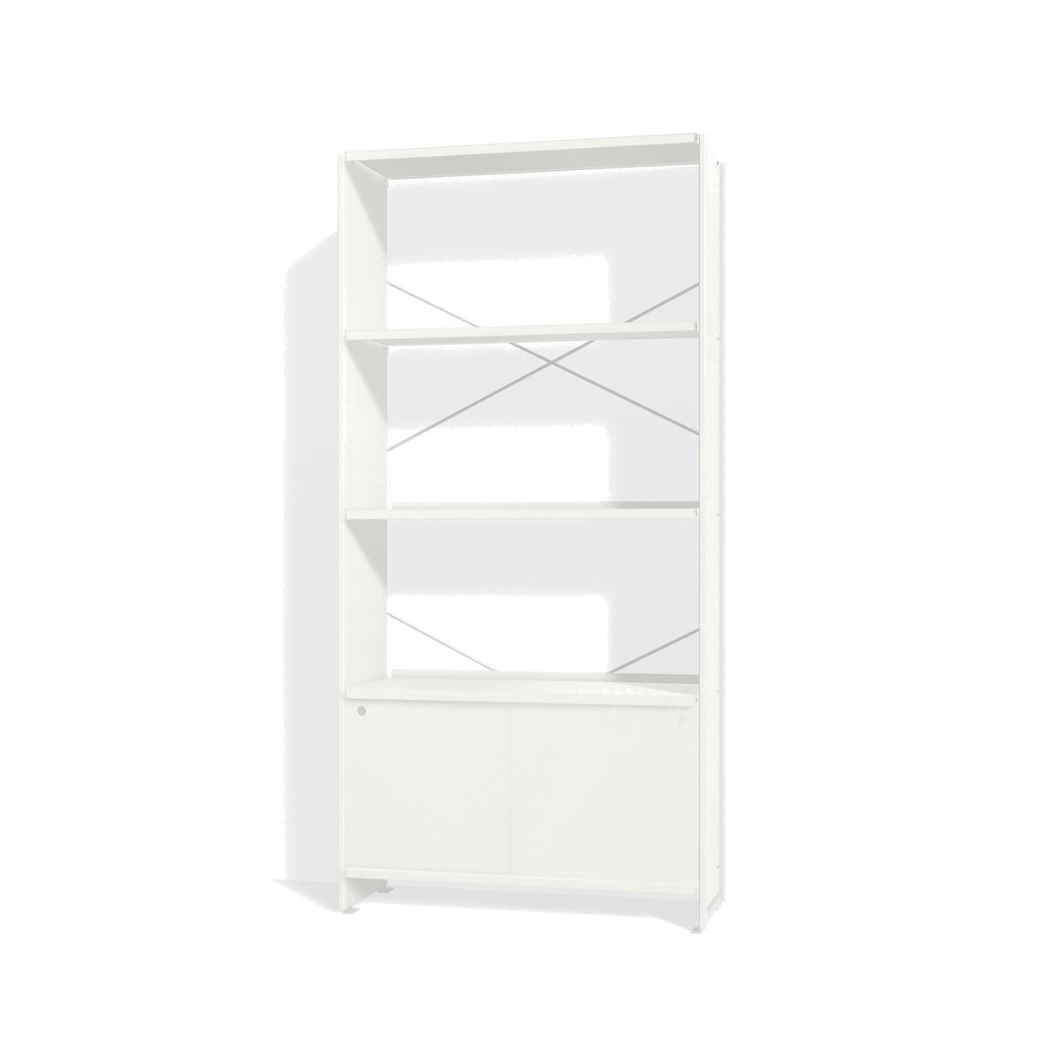 Lehni Aluminium Shelf System Bookshelf, with sliding doors - Signal White - Lehni