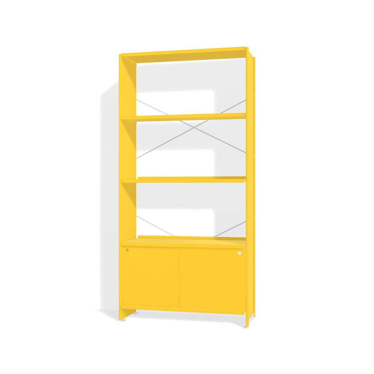 Lehni Aluminium Shelf System Bookshelf, with sliding doors - Zinc Yellow - Lehni