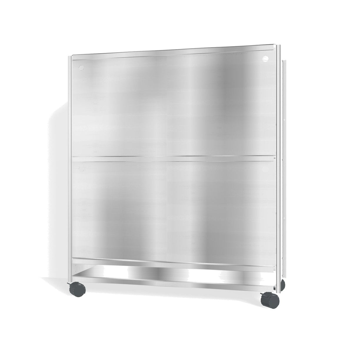 Lehni Aluminium Shelf System Highboard, with sliding doors, on casters - Blank Aluminum - Lehni