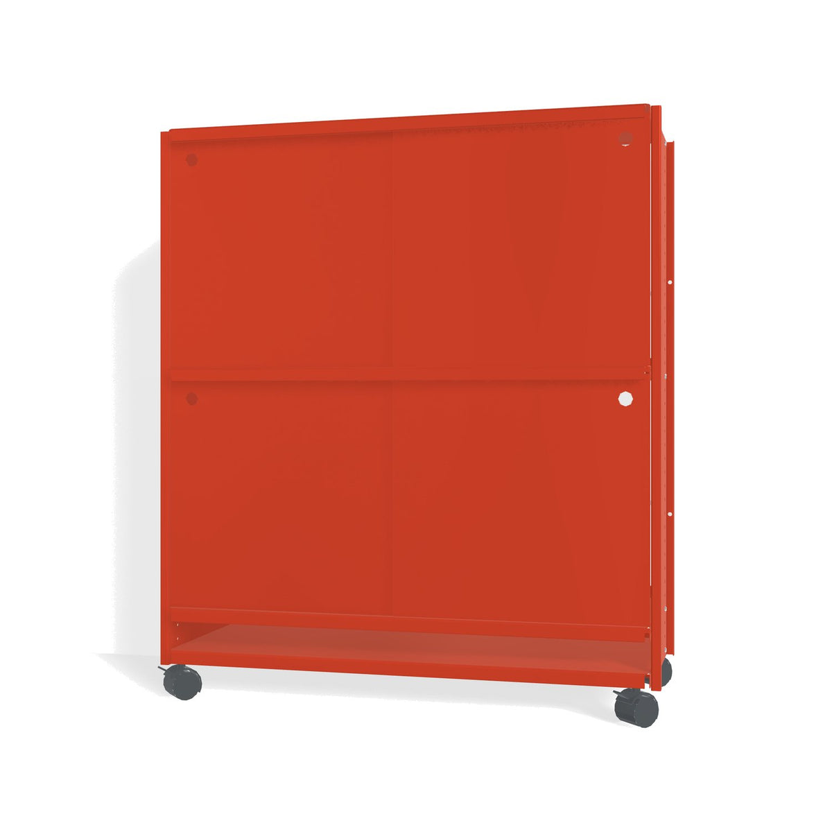 Lehni Aluminium Shelf System Highboard, with sliding doors, on casters - Vermilion - Lehni