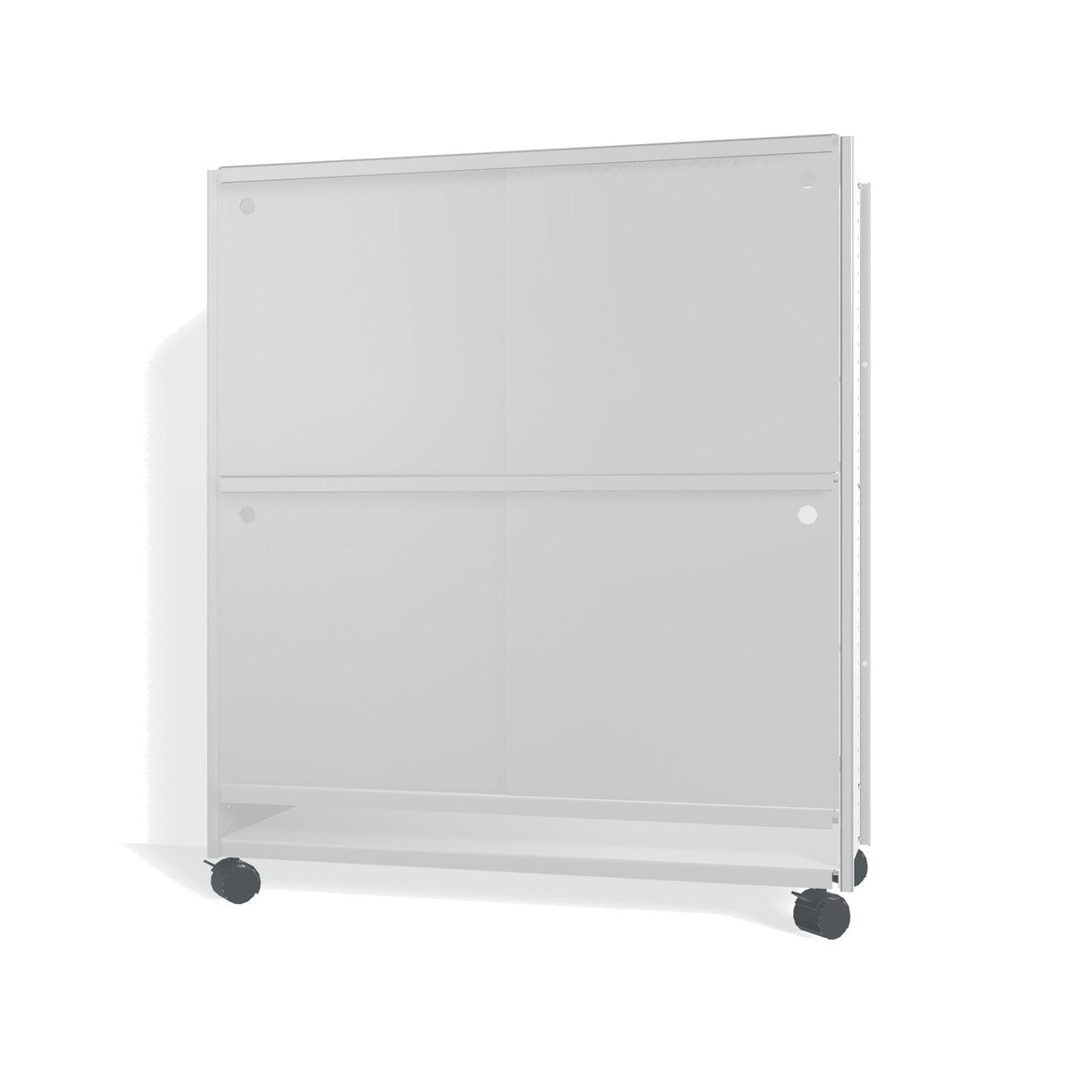 Lehni Aluminium Shelf System Highboard, with sliding doors, on casters - Colorless Anodized - Lehni