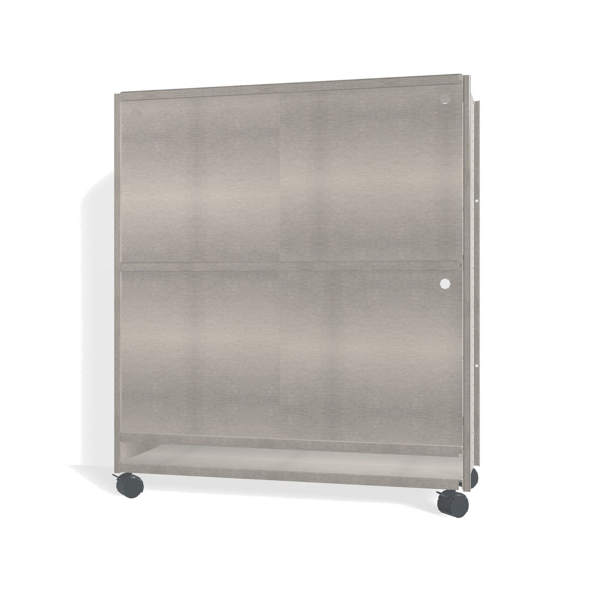 Lehni Aluminium Shelf System Highboard, with sliding doors, on casters - Brushed Aluminum - Lehni
