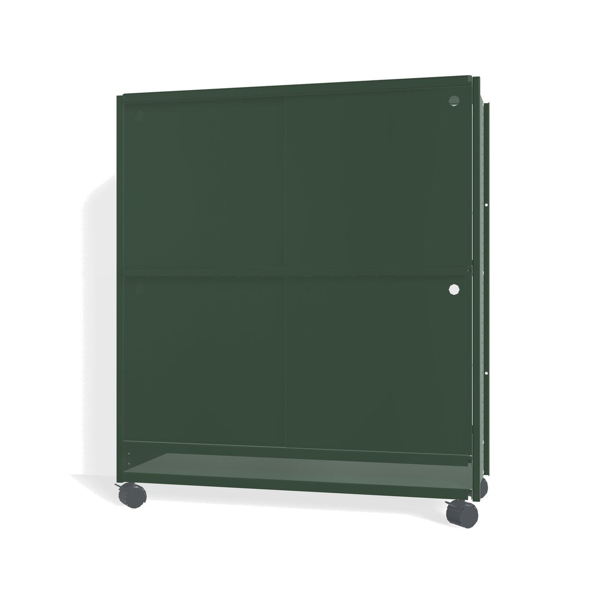 Lehni Aluminium Shelf System Highboard, with sliding doors, on casters - Fir Green - Lehni