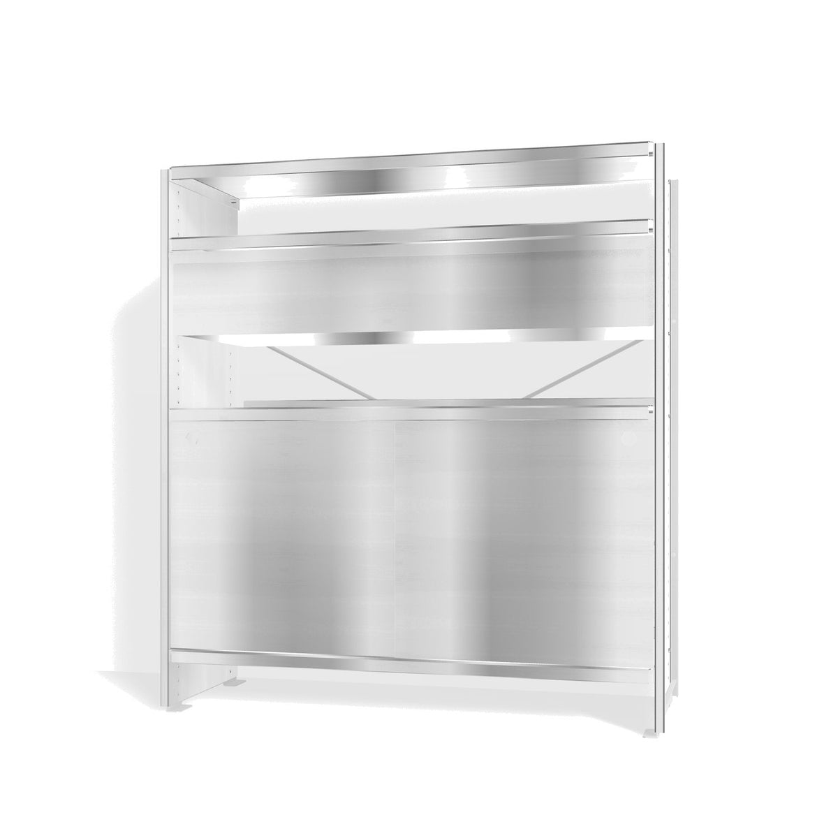 Lehni Aluminium Shelf System Highboard, with drawer and sliding door - Blank Aluminum - Lehni