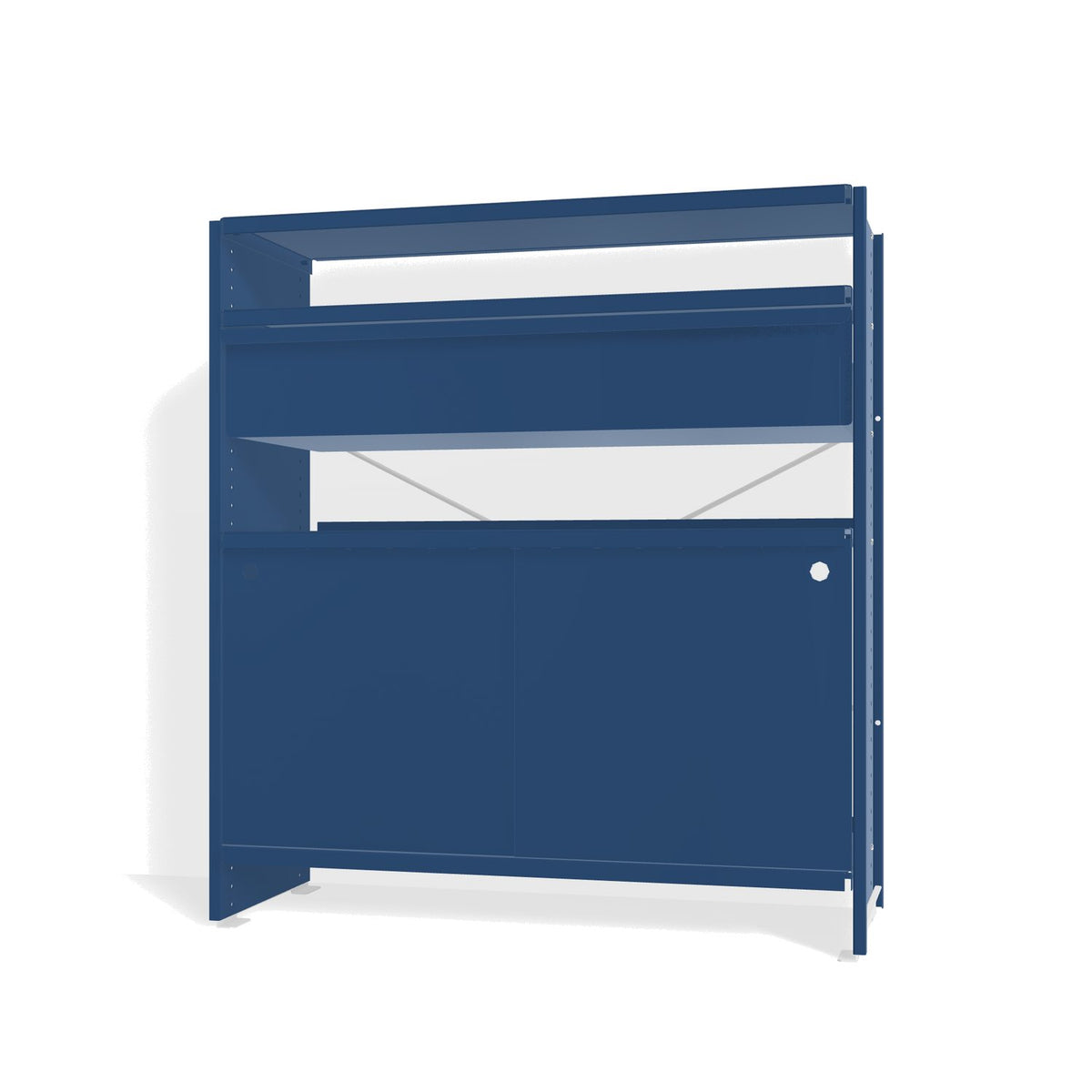 Lehni Aluminium Shelf System Highboard, with drawer and sliding door - Lehni Blue - Lehni
