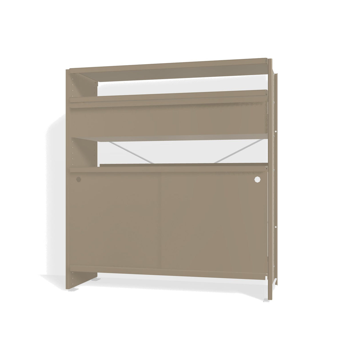 Lehni Aluminium Shelf System Highboard, with drawer and sliding door - Pearl Beige - Lehni