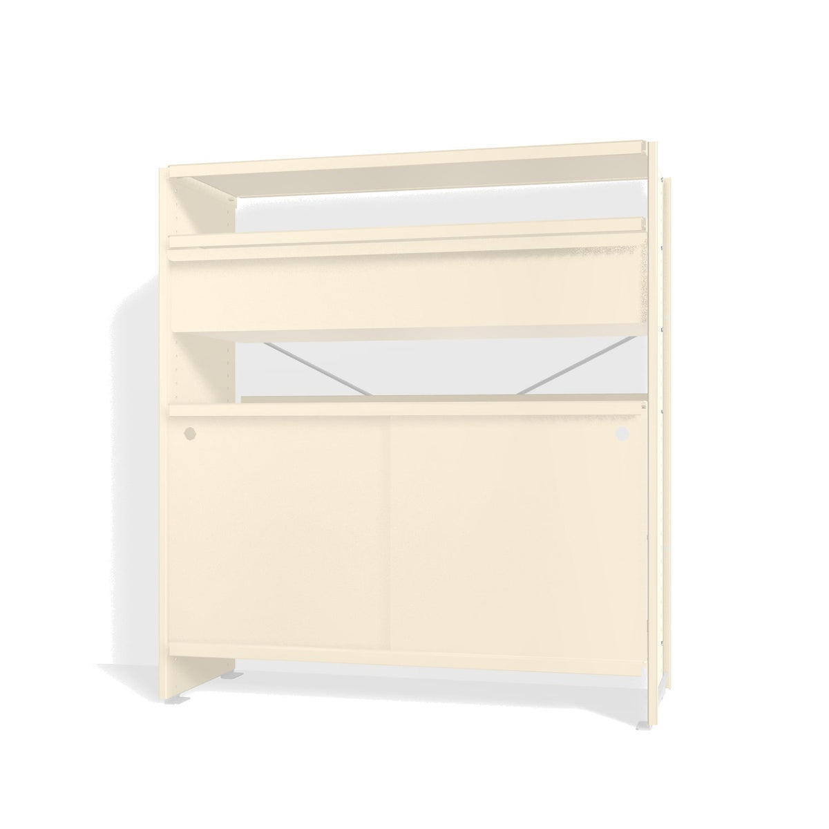Lehni Aluminium Shelf System Highboard, with drawer and sliding door - Pearl White - Lehni