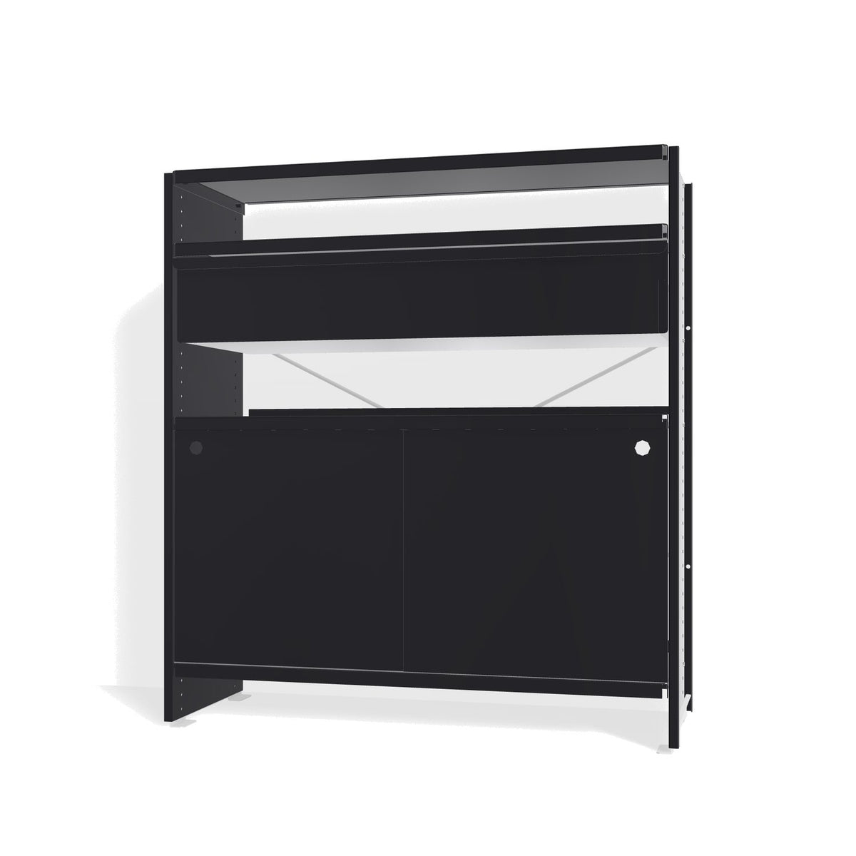 Lehni Aluminium Shelf System Highboard, with drawer and sliding door - Black - Lehni