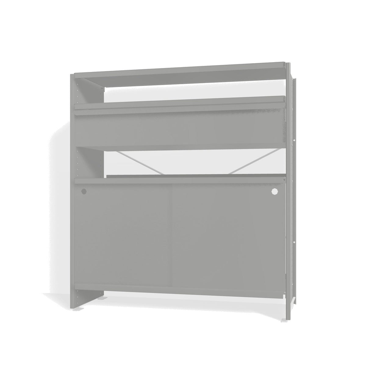 Lehni Aluminium Shelf System Highboard, with drawer and sliding door - White Aluminum - Lehni