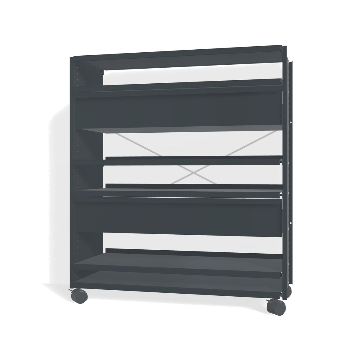 Lehni Aluminium Shelf System Highboard, with two drawers, on casters - Anthracite - Lehni