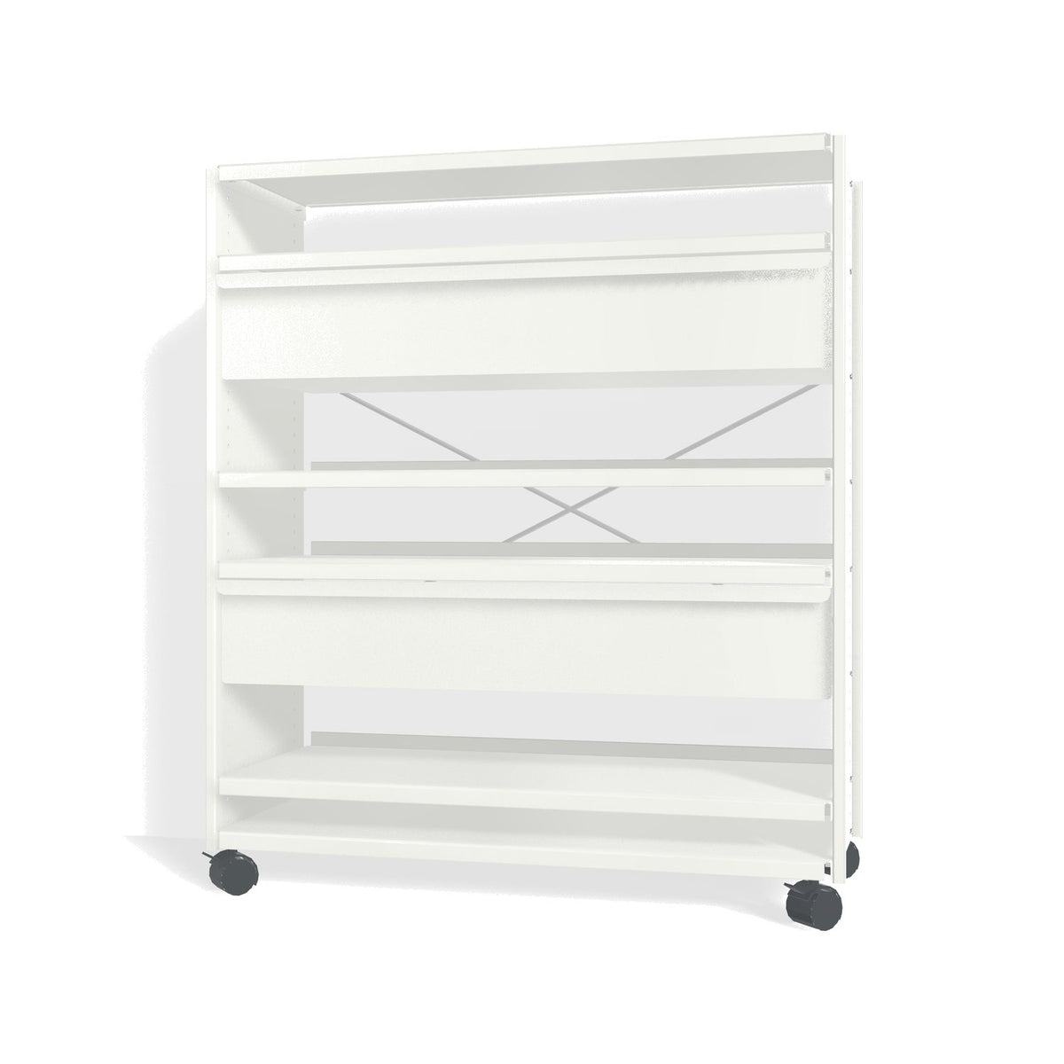 Lehni Aluminium Shelf System Highboard, with two drawers, on casters - Signal White - Lehni