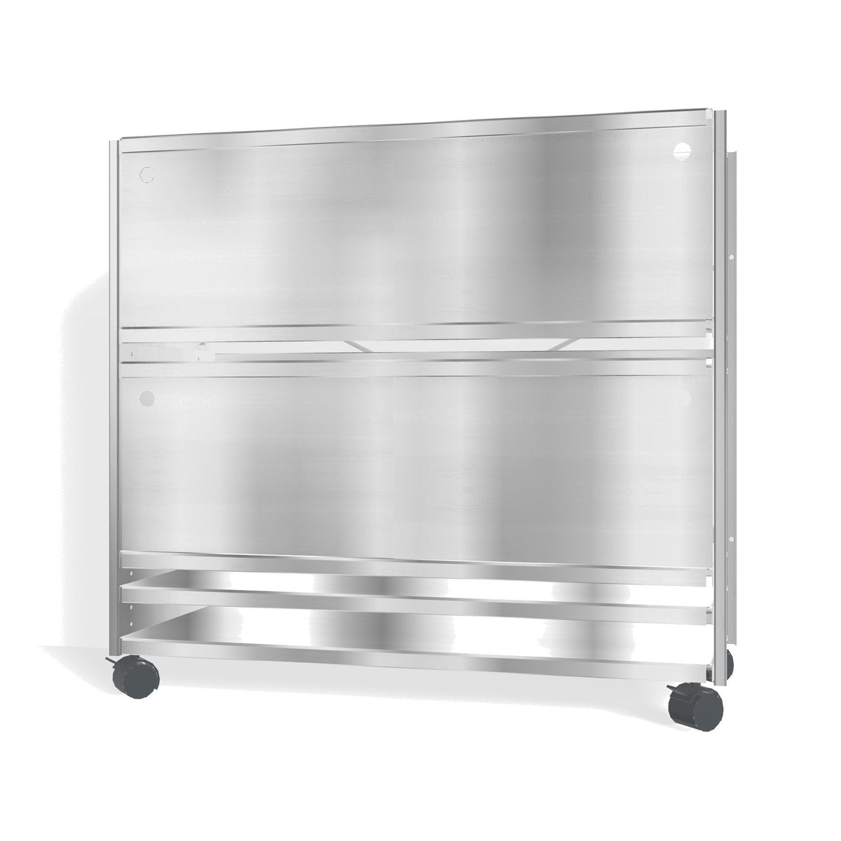 Lehni Aluminium Shelf System Lowboard, with sliding doors, on casters - Blank Aluminum - Lehni
