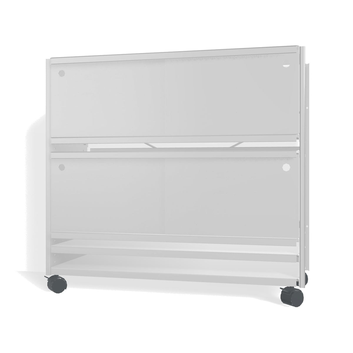 Lehni Aluminium Shelf System Lowboard, with sliding doors, on casters - Colorless Anodized - Lehni