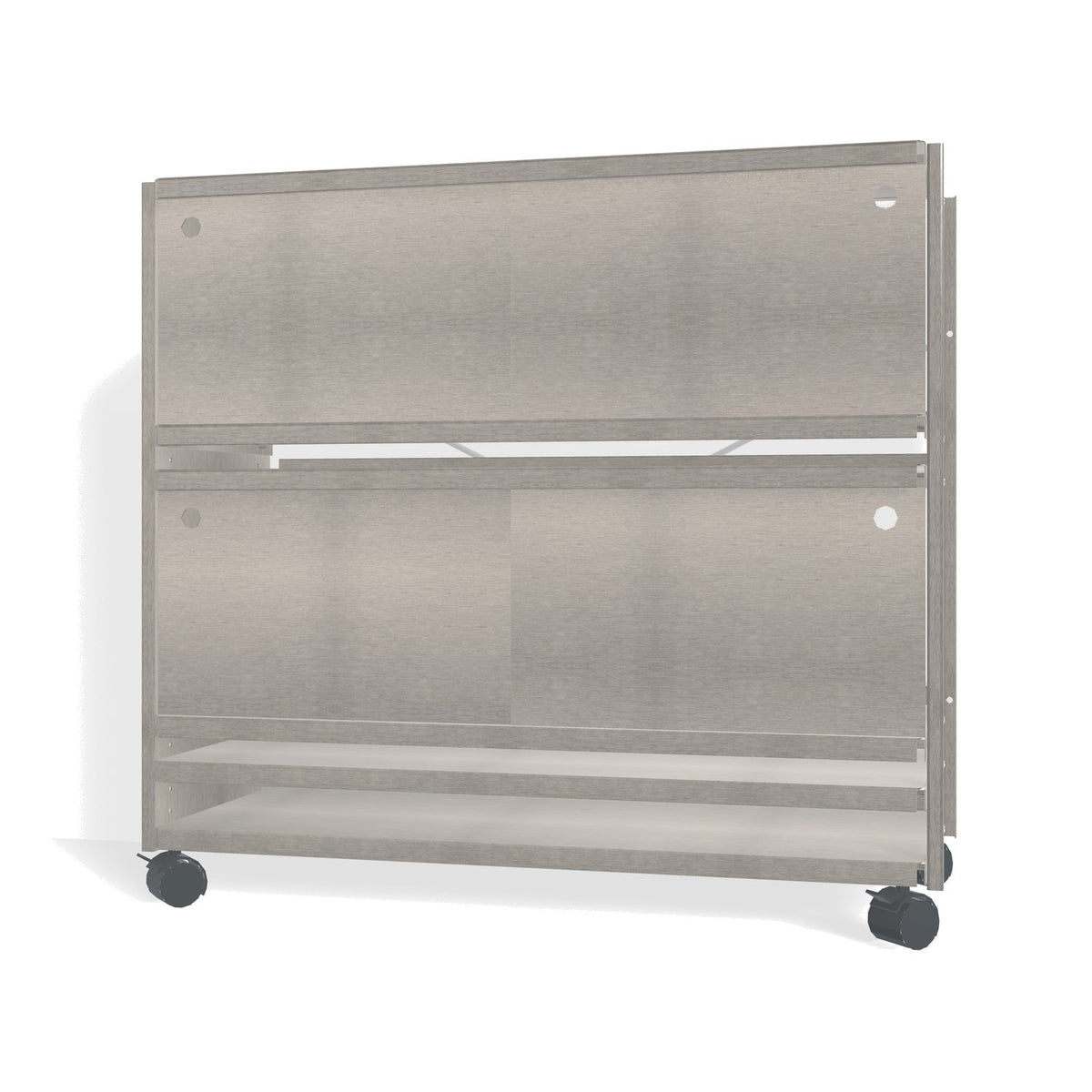 Lehni Aluminium Shelf System Lowboard, with sliding doors, on casters - Brushed Aluminum - Lehni