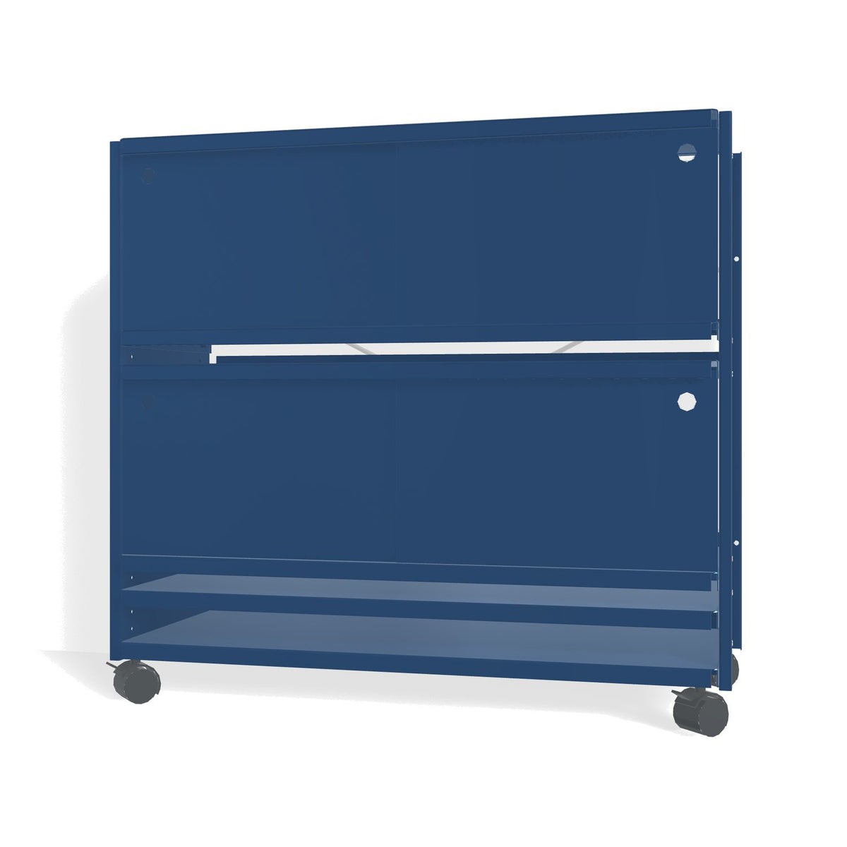 Lehni Aluminium Shelf System Lowboard, with sliding doors, on casters - Lehni Blue - Lehni