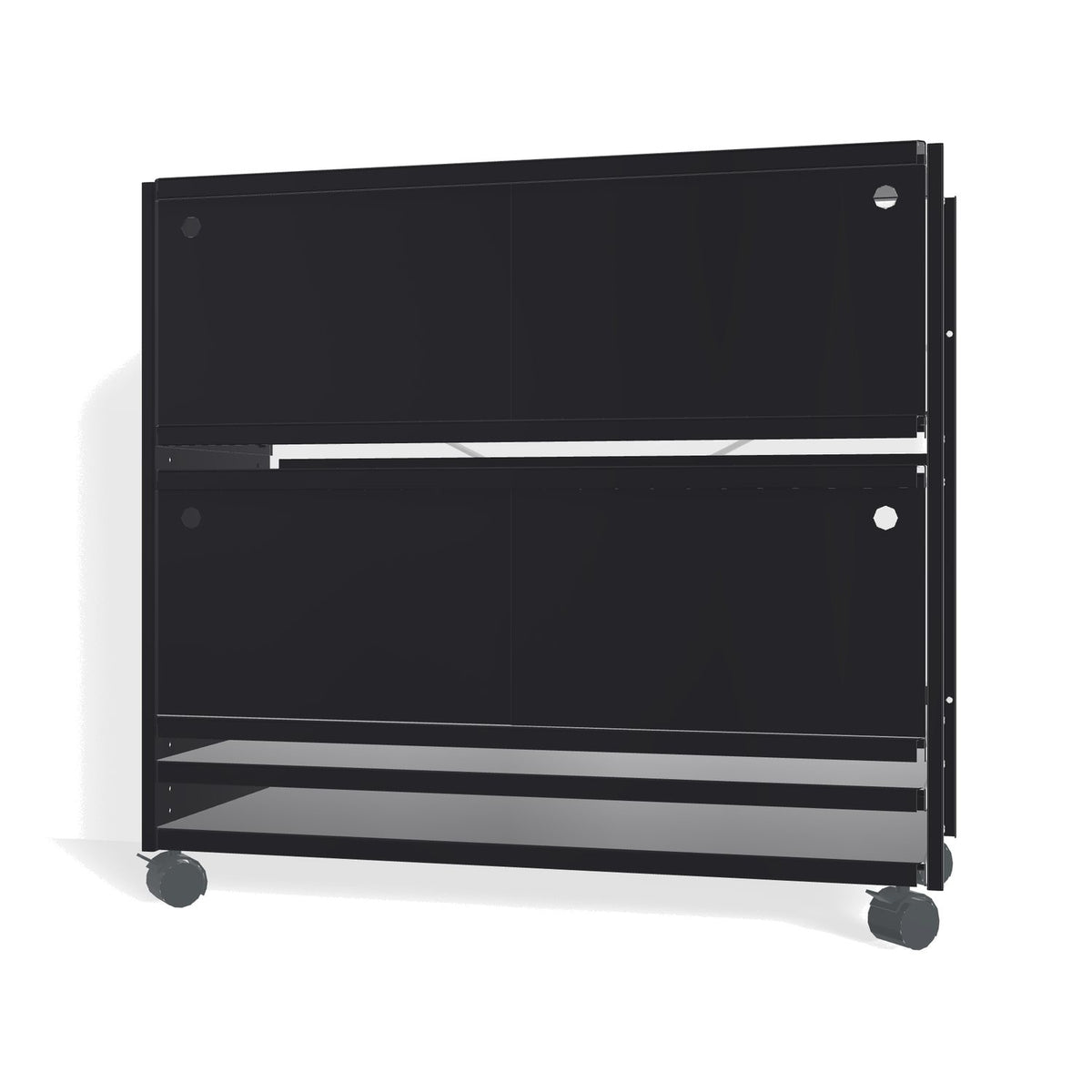 Lehni Aluminium Shelf System Lowboard, with sliding doors, on casters - Black - Lehni