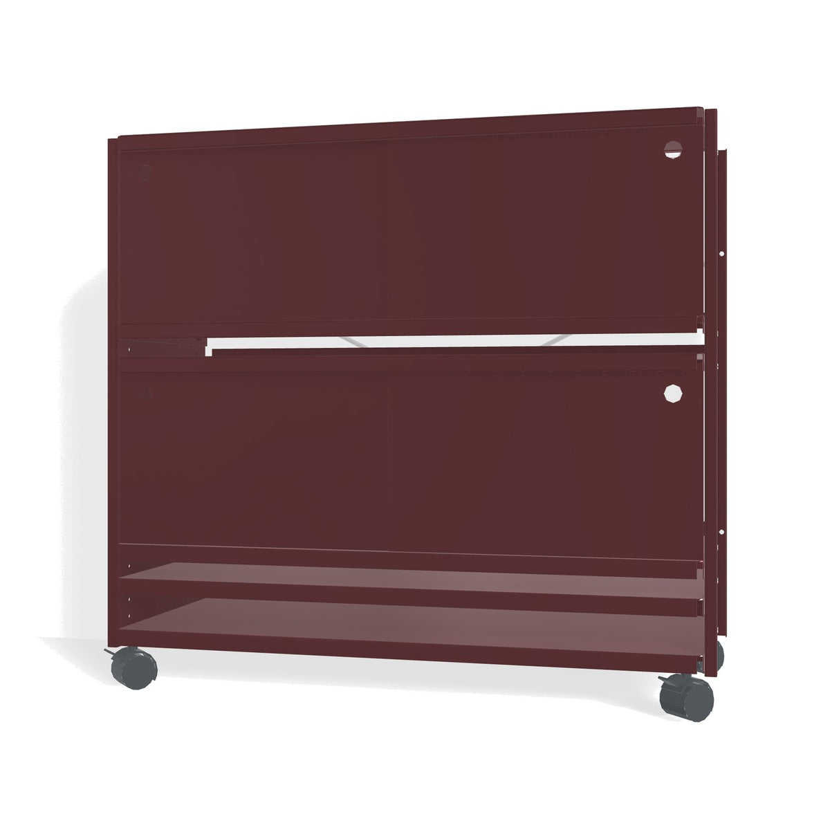 Lehni Aluminium Shelf System Lowboard, with sliding doors, on casters - Black Red - Lehni