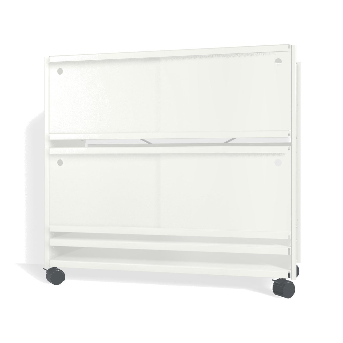 Lehni Aluminium Shelf System Lowboard, with sliding doors, on casters - Signal White - Lehni