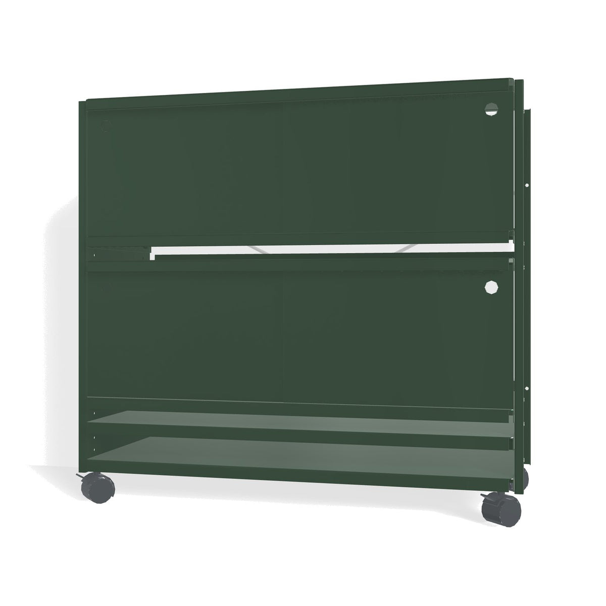 Lehni Aluminium Shelf System Lowboard, with sliding doors, on casters - Fir Green - Lehni