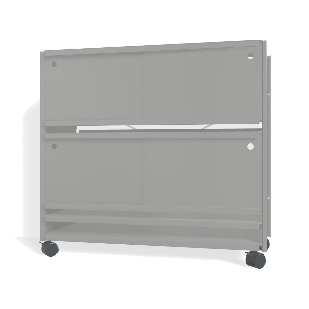 Lehni Aluminium Shelf System Lowboard, with sliding doors, on casters - White Aluminum - Lehni