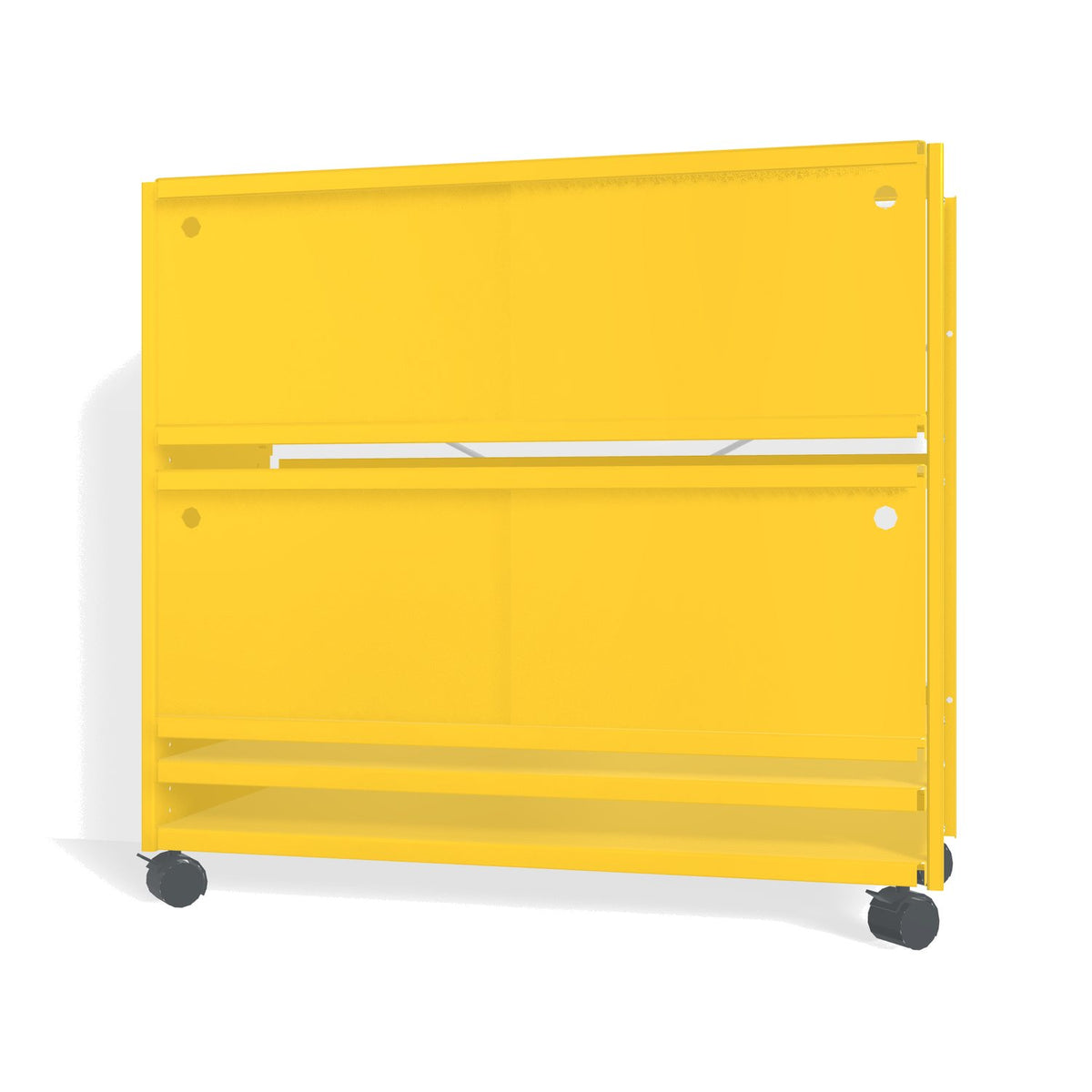 Lehni Aluminium Shelf System Lowboard, with sliding doors, on casters - Zinc Yellow - Lehni