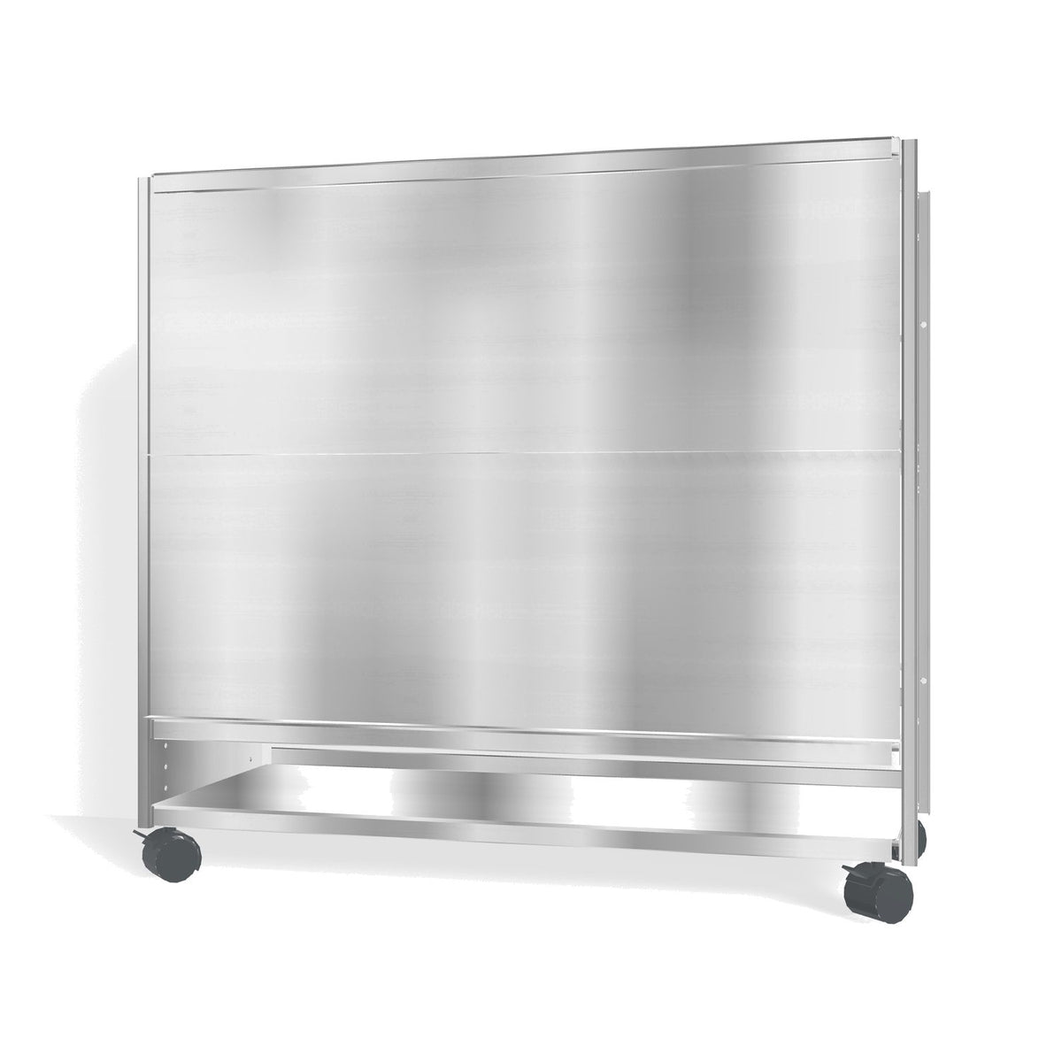 Lehni Aluminium Shelf System Lowboard, with slide-in doors, on casters - Blank Aluminum - Lehni