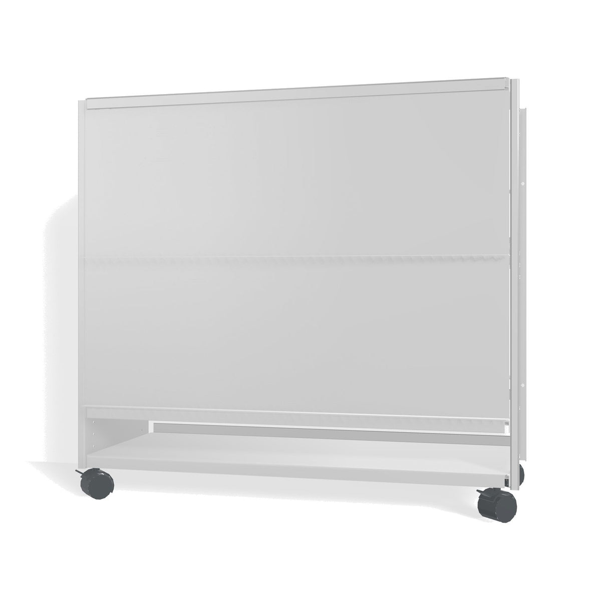 Lehni Aluminium Shelf System Lowboard, with slide-in doors, on casters - Colorless Anodized - Lehni