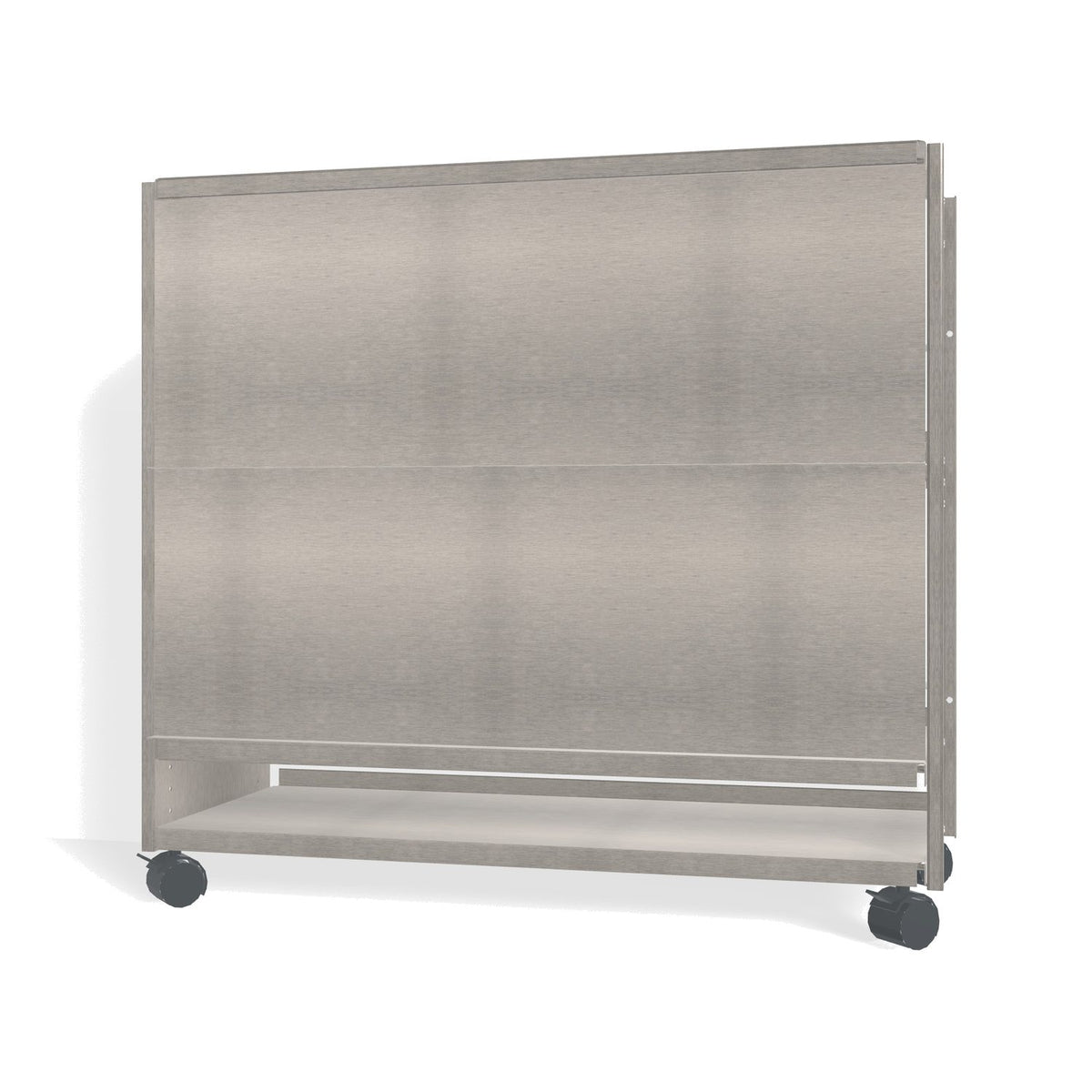 Lehni Aluminium Shelf System Lowboard, with slide-in doors, on casters - Brushed Aluminum - Lehni