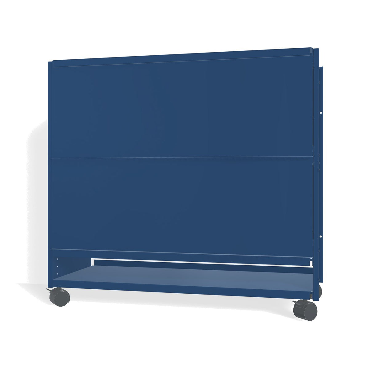 Lehni Aluminium Shelf System Lowboard, with slide-in doors, on casters - Lehni Blue - Lehni