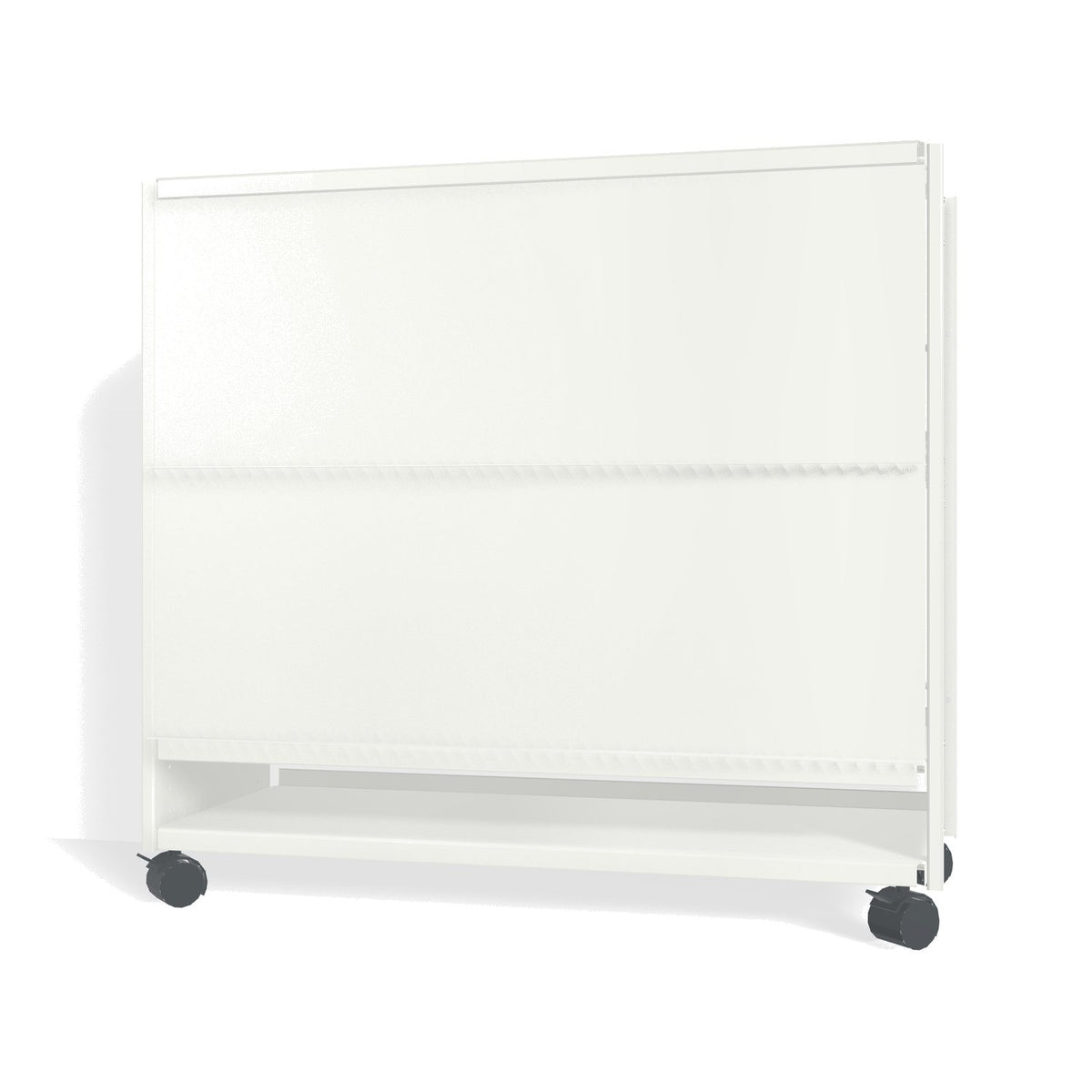 Lehni Aluminium Shelf System Lowboard, with slide-in doors, on casters - Signal White - Lehni