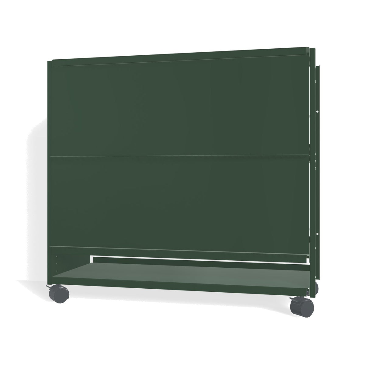 Lehni Aluminium Shelf System Lowboard, with slide-in doors, on casters - Fir Green - Lehni