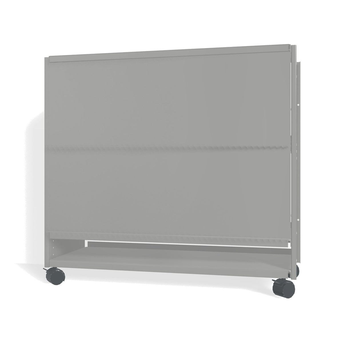 Lehni Aluminium Shelf System Lowboard, with slide-in doors, on casters - White Aluminum - Lehni
