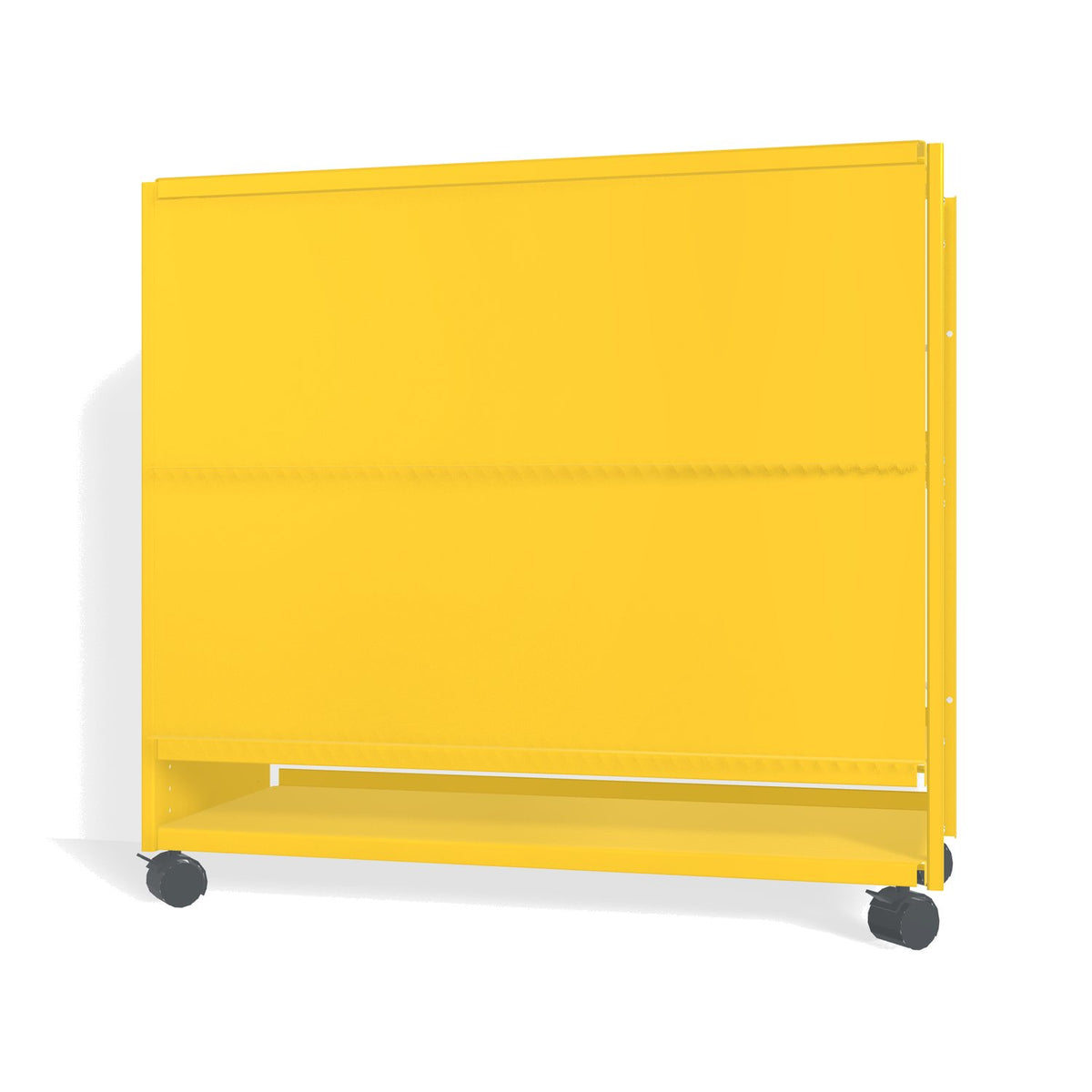 Lehni Aluminium Shelf System Lowboard, with slide-in doors, on casters - Zinc Yellow - Lehni