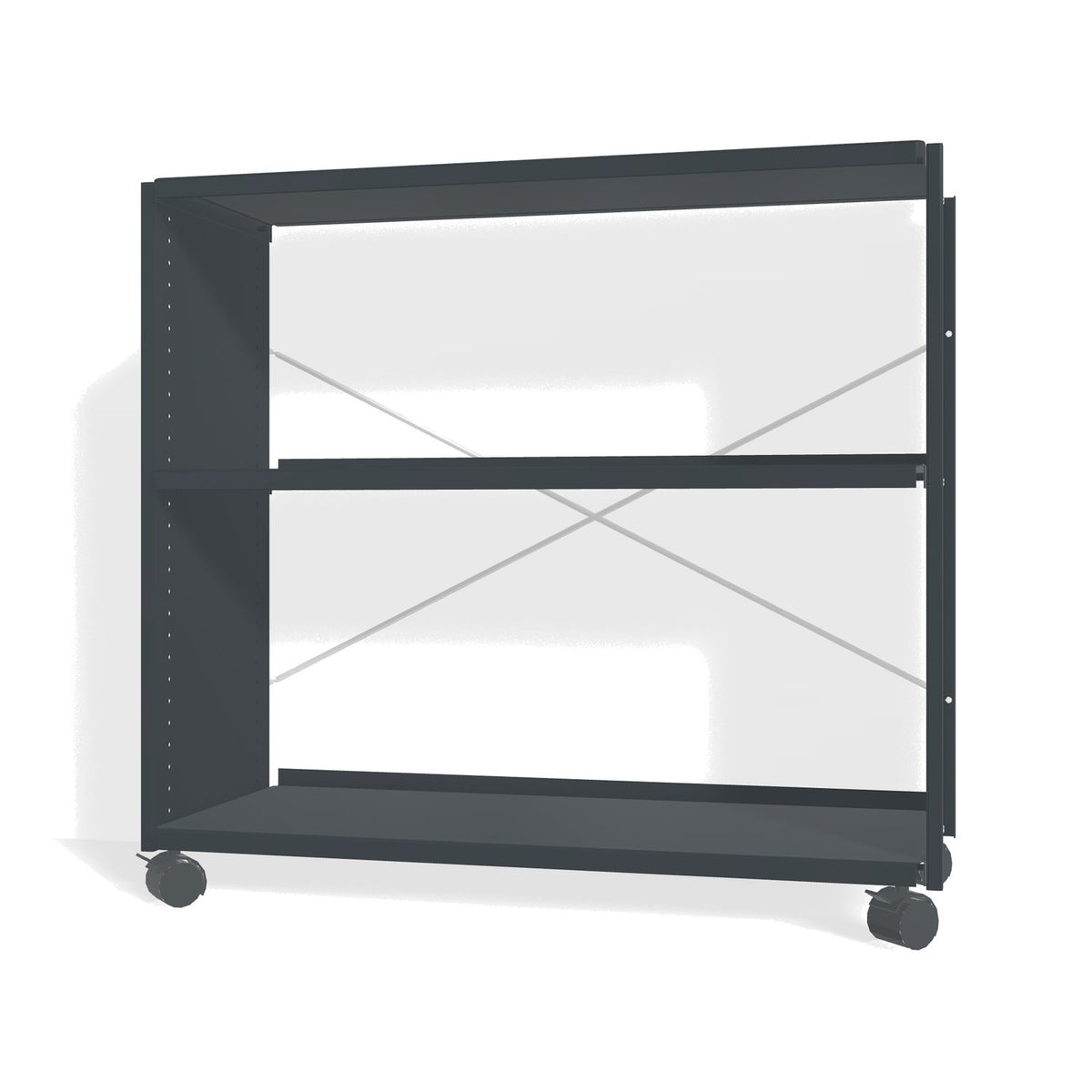 Lehni Aluminium Shelf System Lowboard, open, on casters - Anthracite - Lehni