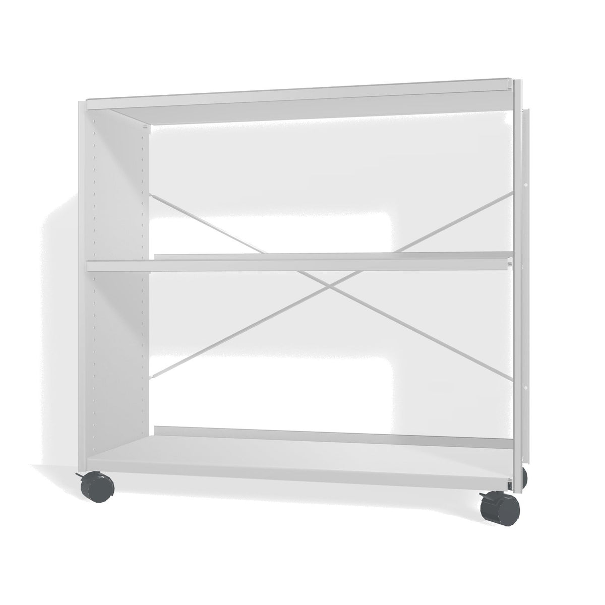 Lehni Aluminium Shelf System Lowboard, open, on casters - Colorless Anodized - Lehni