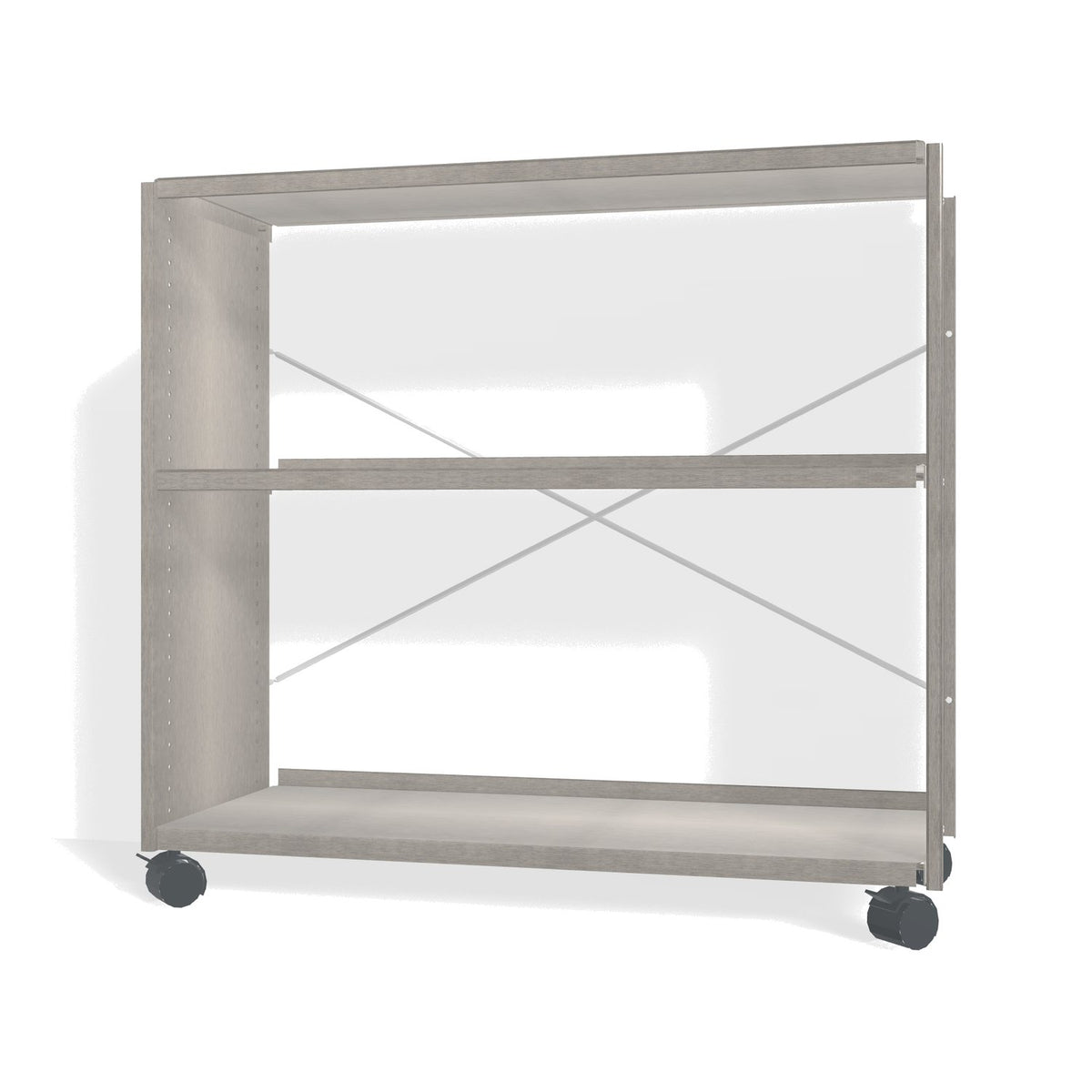 Lehni Aluminium Shelf System Lowboard, open, on casters - Brushed Aluminum - Lehni
