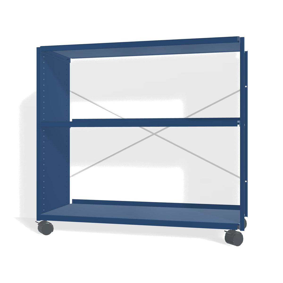 Lehni Aluminium Shelf System Lowboard, open, on casters - Lehni Blue - Lehni