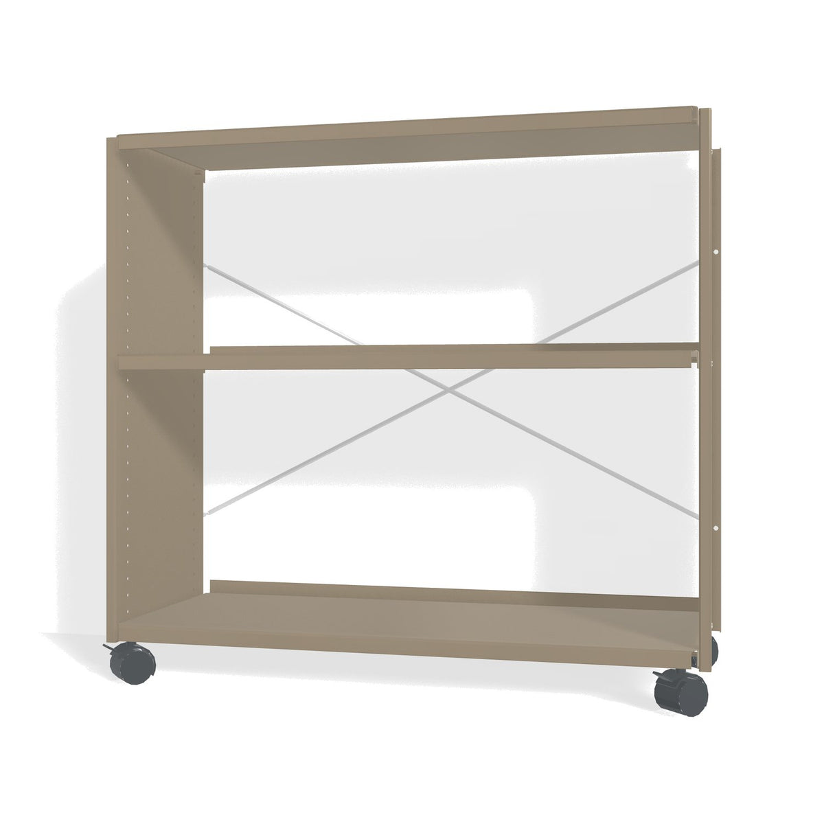 Lehni Aluminium Shelf System Lowboard, open, on casters - Pearl Beige - Lehni