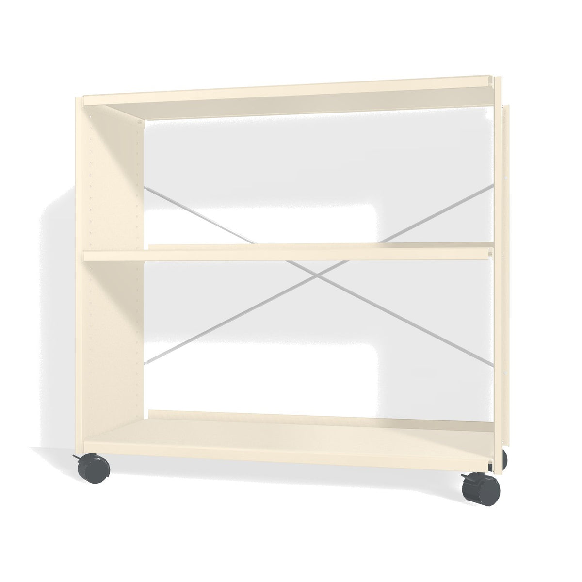 Lehni Aluminium Shelf System Lowboard, open, on casters - Pearl White - Lehni