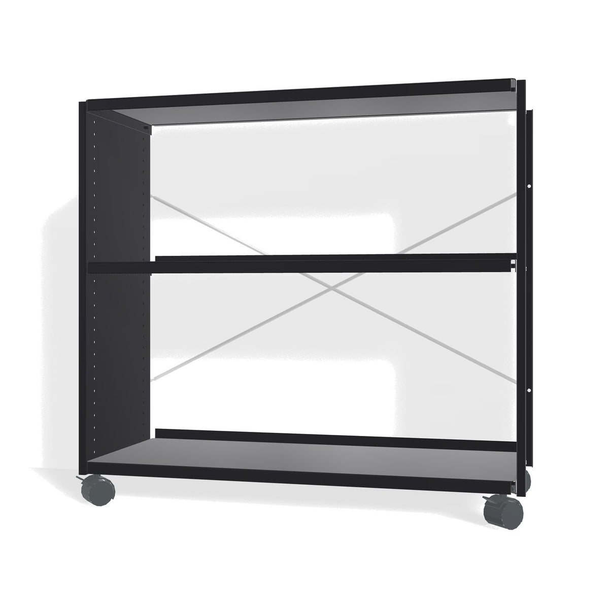 Lehni Aluminium Shelf System Lowboard, open, on casters - Black - Lehni