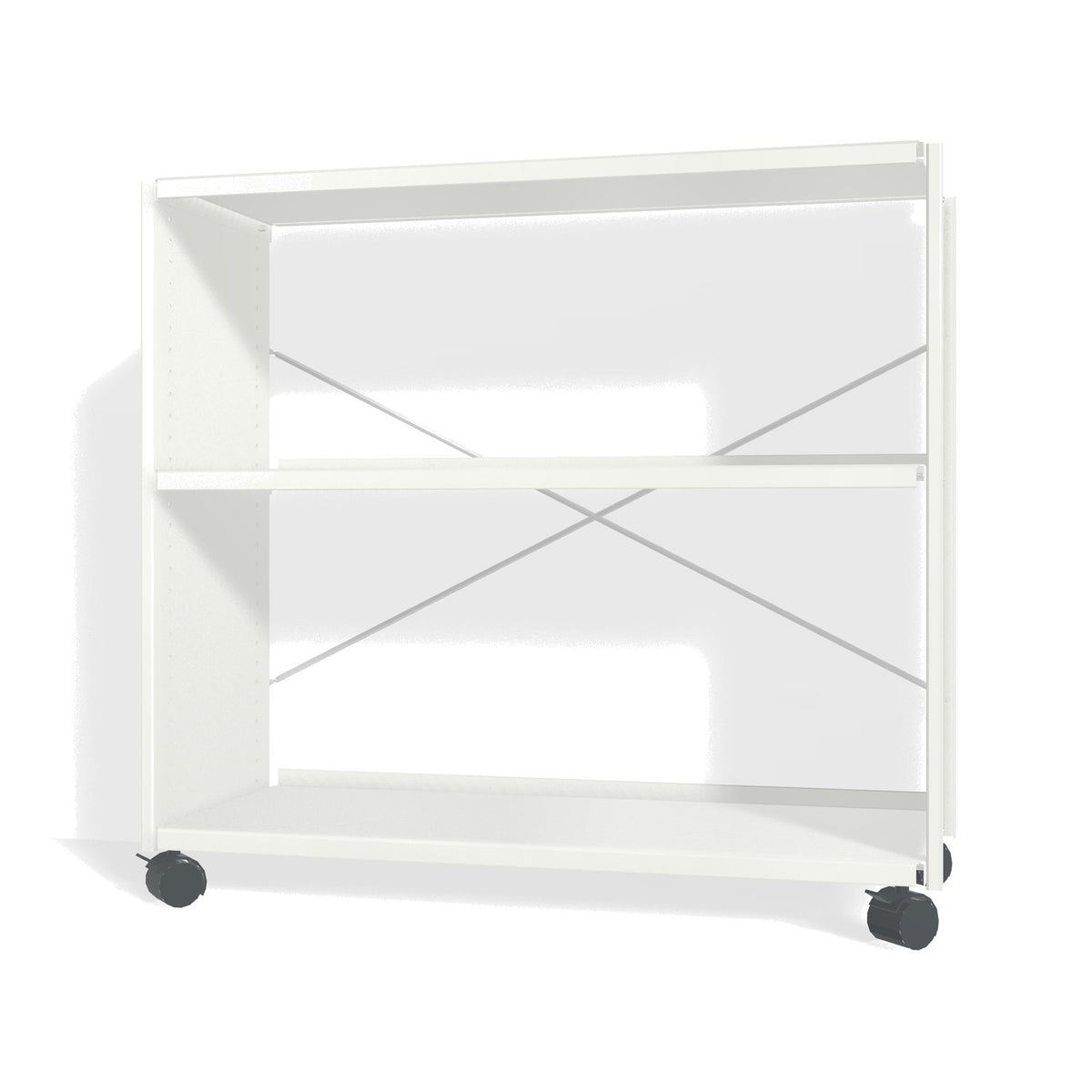 Lehni Aluminium Shelf System Lowboard, open, on casters - Signal White - Lehni