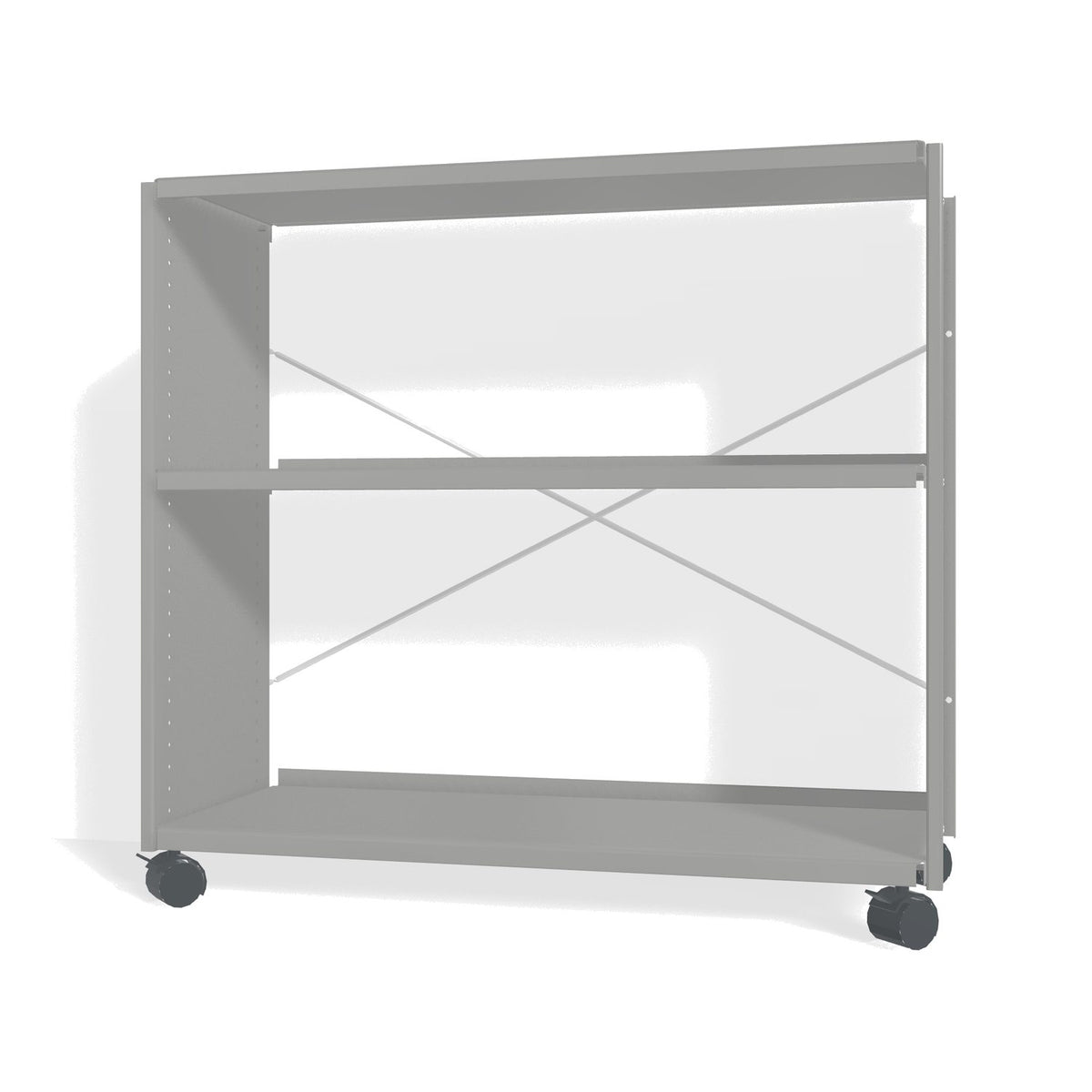 Lehni Aluminium Shelf System Lowboard, open, on casters - White Aluminum - Lehni