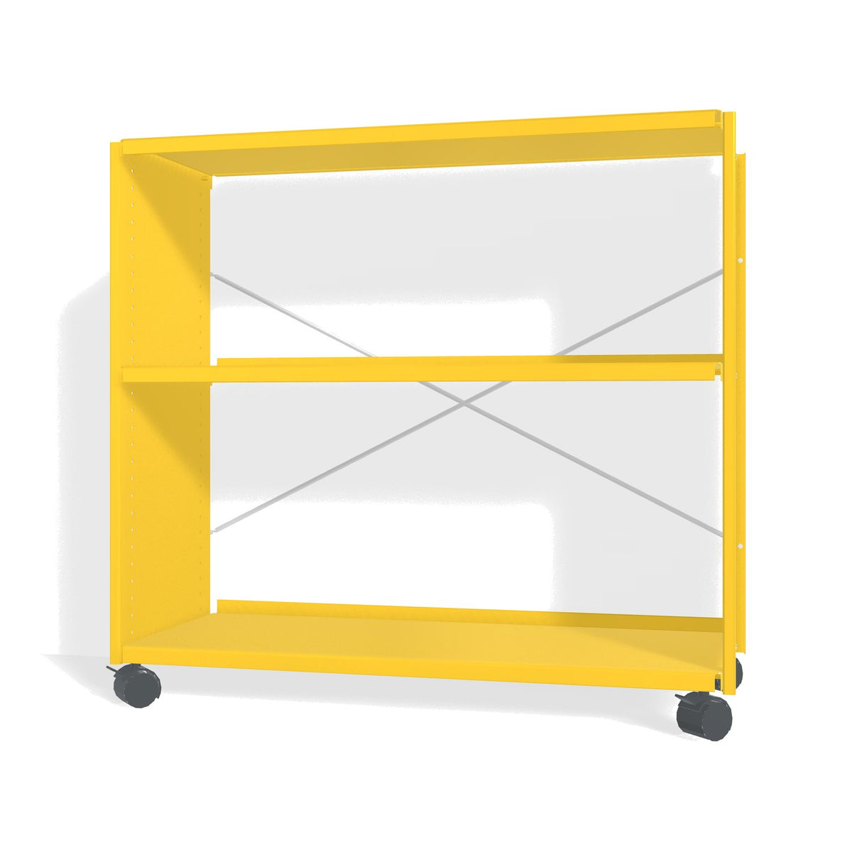 Lehni Aluminium Shelf System Lowboard, open, on casters - Zinc Yellow - Lehni