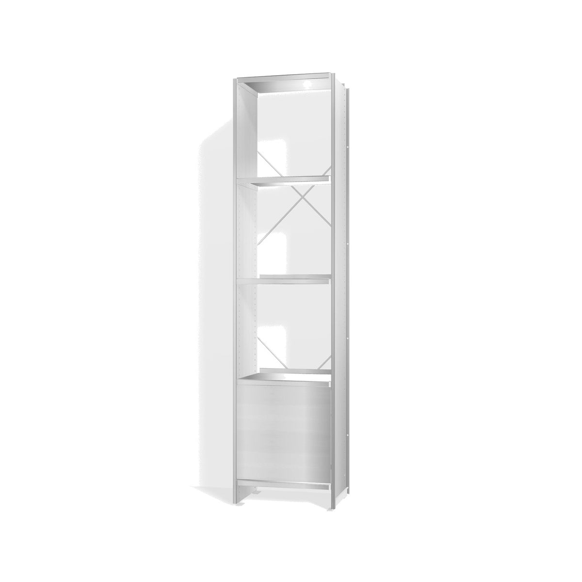 Lehni Aluminium Shelf System Narrow Shelf, with slide-in door - Blank Aluminum - Lehni