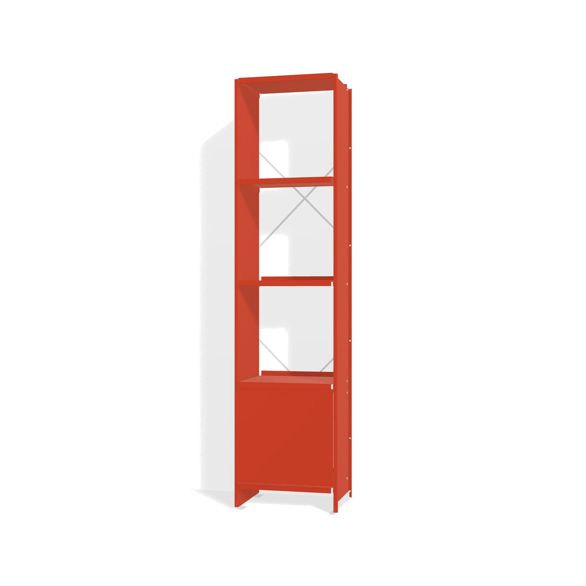 Lehni Aluminium Shelf System Narrow Shelf, with slide-in door - Vermilion - Lehni