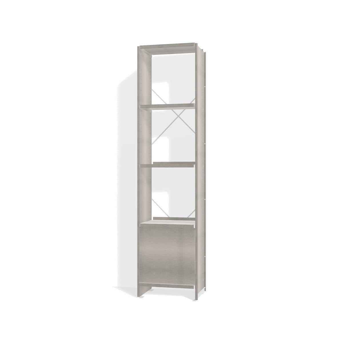 Lehni Aluminium Shelf System Narrow Shelf, with slide-in door - Brushed Aluminum - Lehni