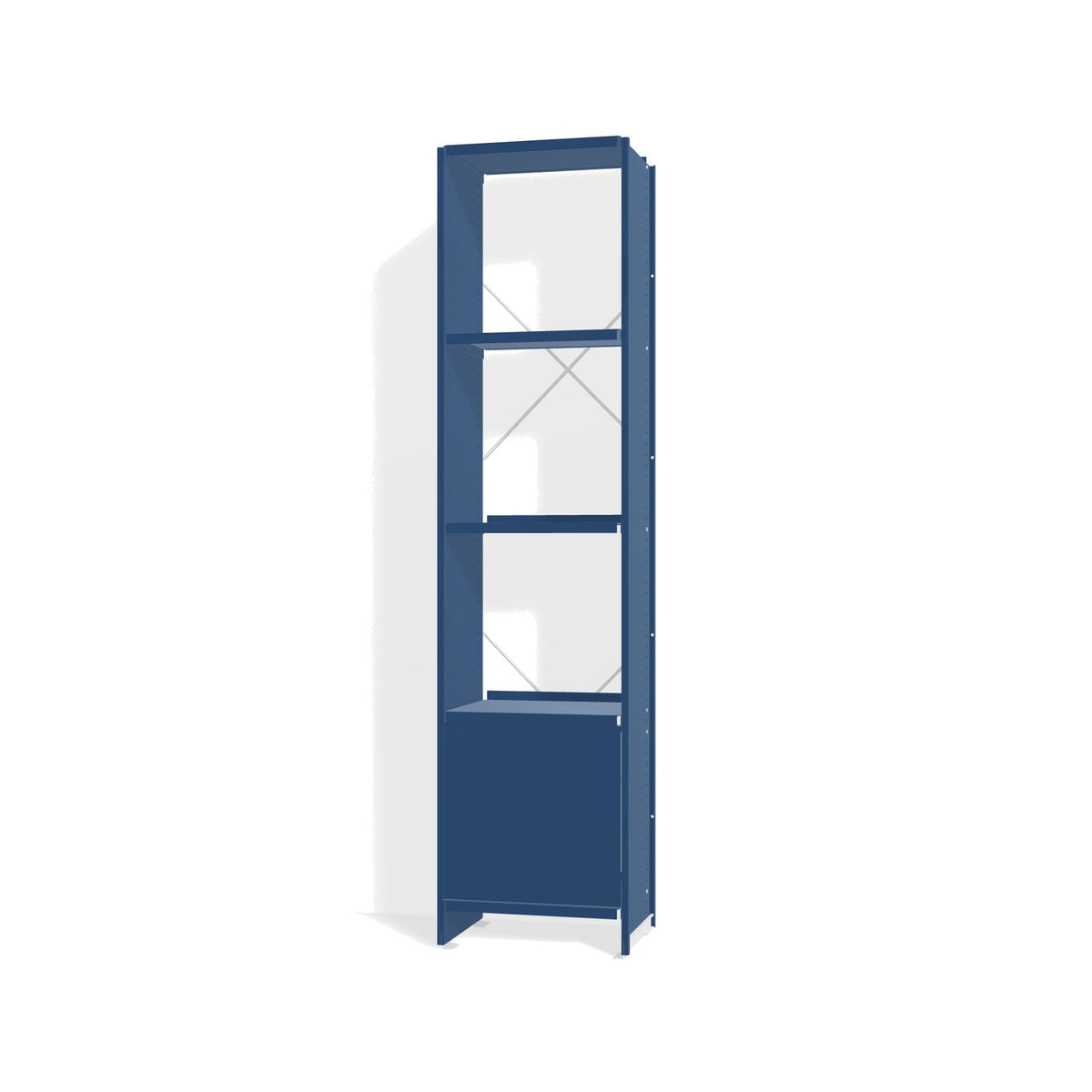 Lehni Aluminium Shelf System Narrow Shelf, with slide-in door - Lehni Blue - Lehni